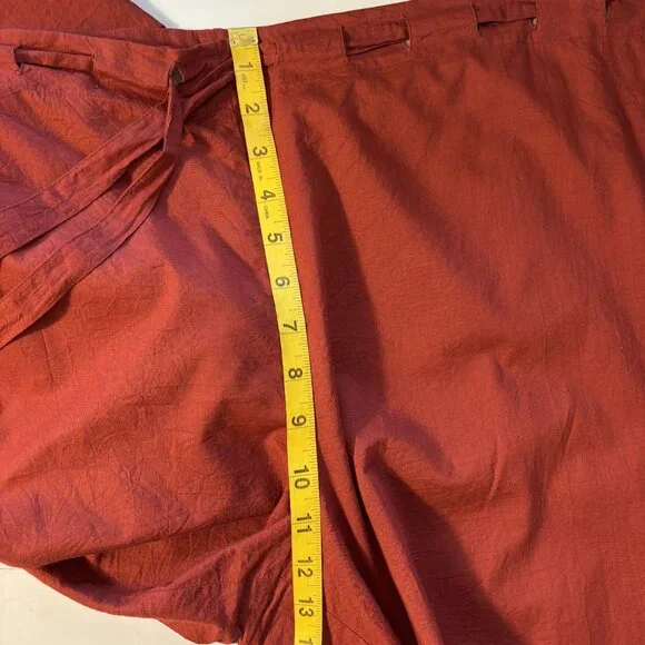 Eileen Fisher Size XL Rust Red Tie Waist Cropped Pants - Picture 8 of 11